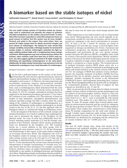 A Biomarker Based on the Stable Isotopes of Nickel