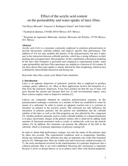 Effect of the Acrylic Acid Content on the Permeability and Water Uptake of Latex Films