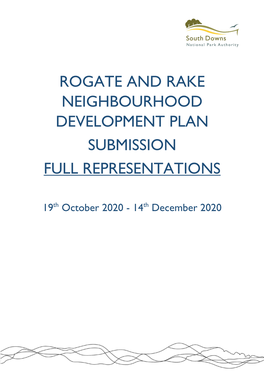 Rogate and Rake Neighbourhood Development Plan Submission Full Representations