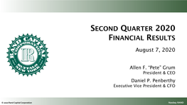 Second Quarter 2020 Financial Results