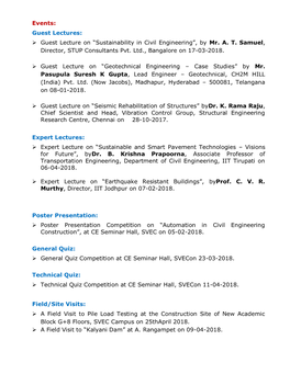 Guest Lecture on “Sustainability in Civil Engineering”, by Mr