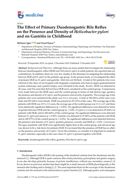 The Effect of Primary Duodenogastric Bile Reflux on the Presence And