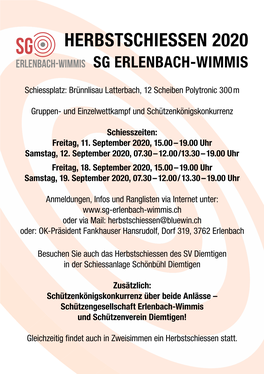 Herbstschiessen 2020 SG Erlenbach-Wimmis