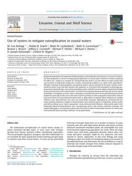 Use of Oysters to Mitigate Eutrophication in Coastal Waters