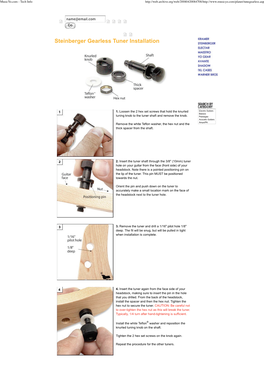 Steinberger Gearless Tuner Installation