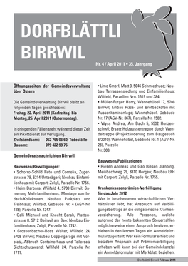 DORFBLÄTTLI BIRRWIL Nr