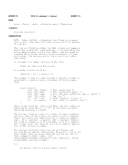 MNTENT(5) UNIX Programmer’S Manual MNTENT(5)