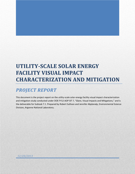 Utility‐Scale Solar Energy Facility Visual Impact Characterization and Mitigation
