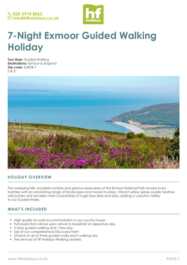 7-Night Exmoor Guided Walking Holiday