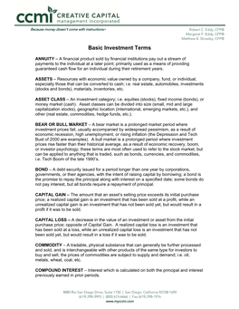 Basic Investment Terms