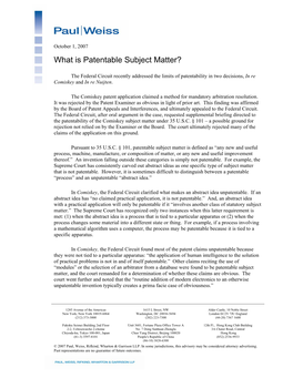 What Is Patentable Subject Matter?