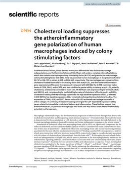 Cholesterol Loading Suppresses the Atheroinflammatory Gene