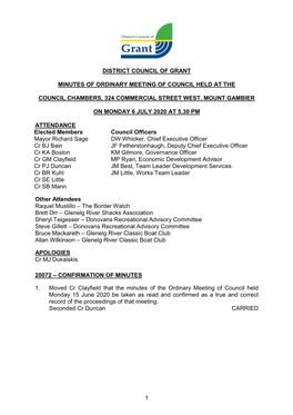 District Council of Grant Minutes of Ordinary