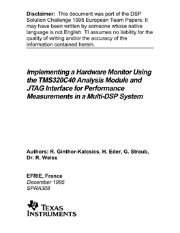 A Hardware Monitor Using Tms320c40 Analysis Module