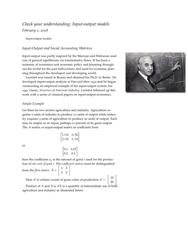 Check Your Understanding: Input-Output Models February 1, 2018