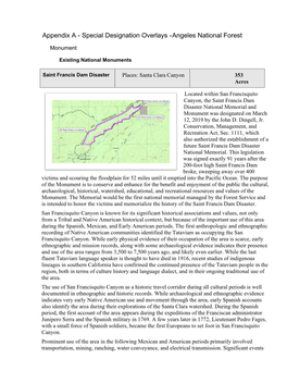 Appendix a - Special Designation Overlays - Angeles National Forest