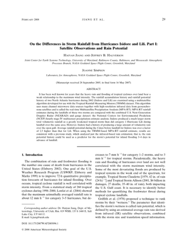 On the Difference of Storm Rainfall of Hurricanes Isidore and Lili. Part I