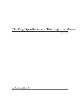 The Org/Opendocument Text Exporter Manual