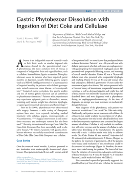 Gastric Phytobezoar Dissolution with Ingestion of Diet Coke and Cellulase