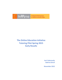 OEI Tutoring Pilot Spring 2015 Early Results