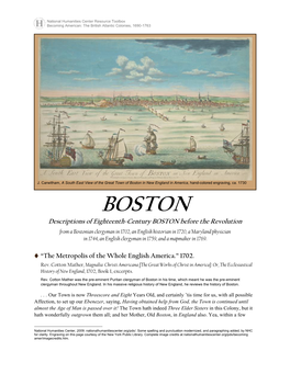 Boston in New England in America, Hand-Colored Engraving, Ca