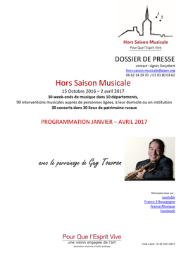 Hors Saison Musicale Avec Le Parrainage De Guy Touvron