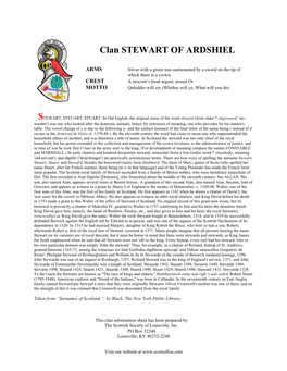 Clan STEWART of ARDSHIEL