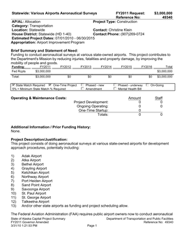 Various Airports Aeronautical Surveys