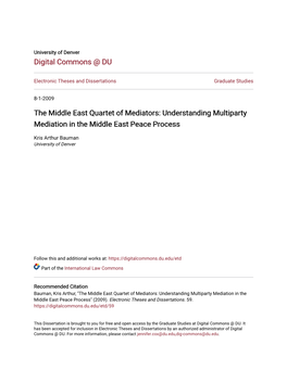 Understanding Multiparty Mediation in the Middle East Peace Process