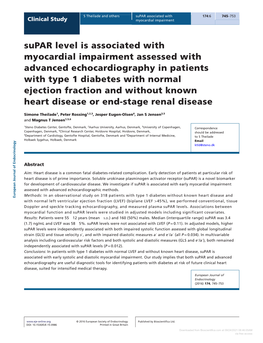 Supar Level Is Associated with Myocardial Impairment Assessed