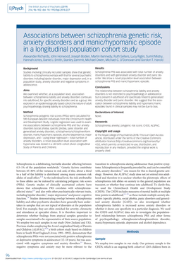 Associations Between Schizophrenia Genetic Risk, Anxiety Disorders And