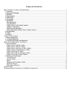 Table of Contents