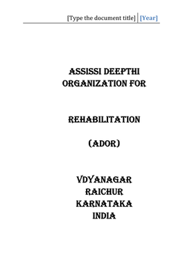 Annual Report, CBR Project, Raichur, Karnataka, India