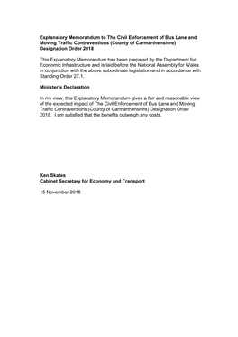 Explanatory Memorandum to the M4 Motorway