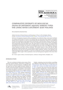 Comparative Diversity of Molluscan Fauna of Different Aquatic Habitat Types: the Liwiec River Catchment (East Poland)