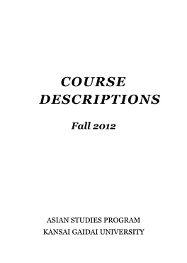 Course Descriptions