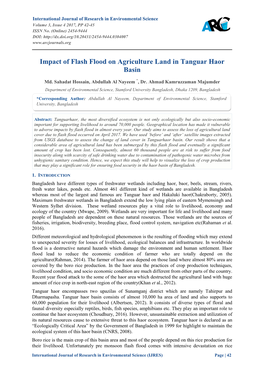 Impact of Flash Flood on Agriculture Land in Tanguar Haor Basin