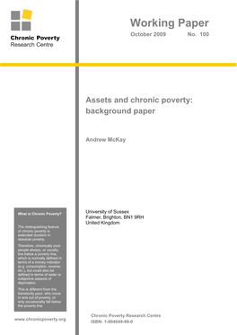 Assets and Chronic Poverty: Background Paper