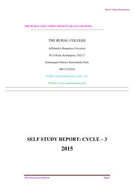 Self Study Report: Cycle – 3 2015