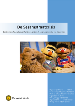 De Sesamstraatcrisis Een Thematische Analyse Van Het Debat Rondom De Herprogrammering Van SESAMSTRAAT