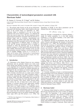 Characteristics of Meteorological Parameters Associated with Hurricane Isabel R