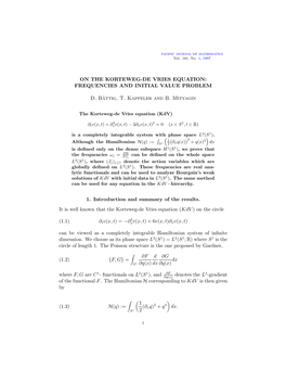 On the Korteweg-De Vries Equation: Frequencies and Initial Value Problem