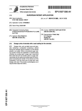 Dosage Units of Steroids with a Seal Coating for the Steroids