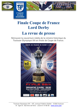 Finale Coupe De France Lord Derby