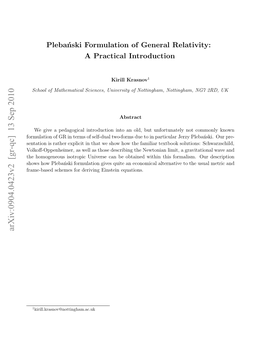 Plebanski Formulation of General Relativity: a Practical Introduction