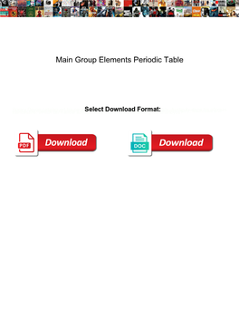 Main Group Elements Periodic Table