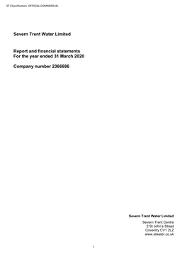 Severn Trent Water Limited Report and Financial Statements for The