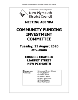 Community Funding Investment Committee (11 August 2020) - Agenda