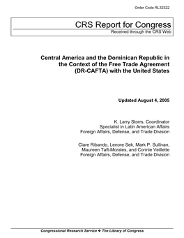 Central America and the Dominican Republic in the Context of the Free Trade Agreement (DR-CAFTA) with the United States