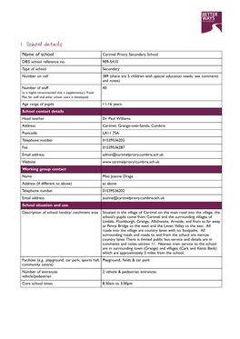 Cartmel Priory Secondary School Dfes School Reference No